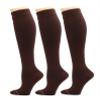 3 Pairs Women's Knee-high Therapeutic Graduated Anti-Fatigue 8-15mmHg Combed Cotton Compression Socks, W8-packbrown, One Size view 1