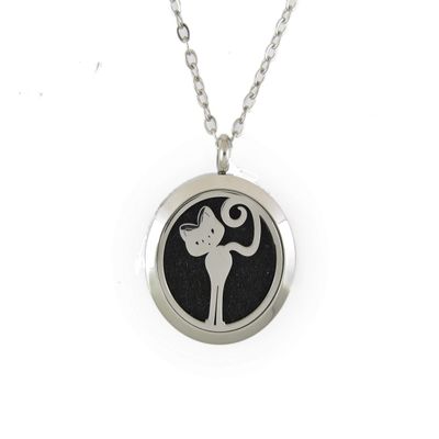 Aromatherapy Essential Oil Diffuser Stainless Steel Silver Magnetic Locket Pendant 2 Sizes Chain Necklace, Refill Pads & Diffuser Bracelet in a Velvet Bag, Stainless Steel