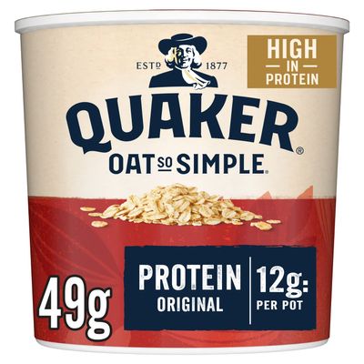 Quaker Oat Protein Original Porridge Pots, 6 x 49 g