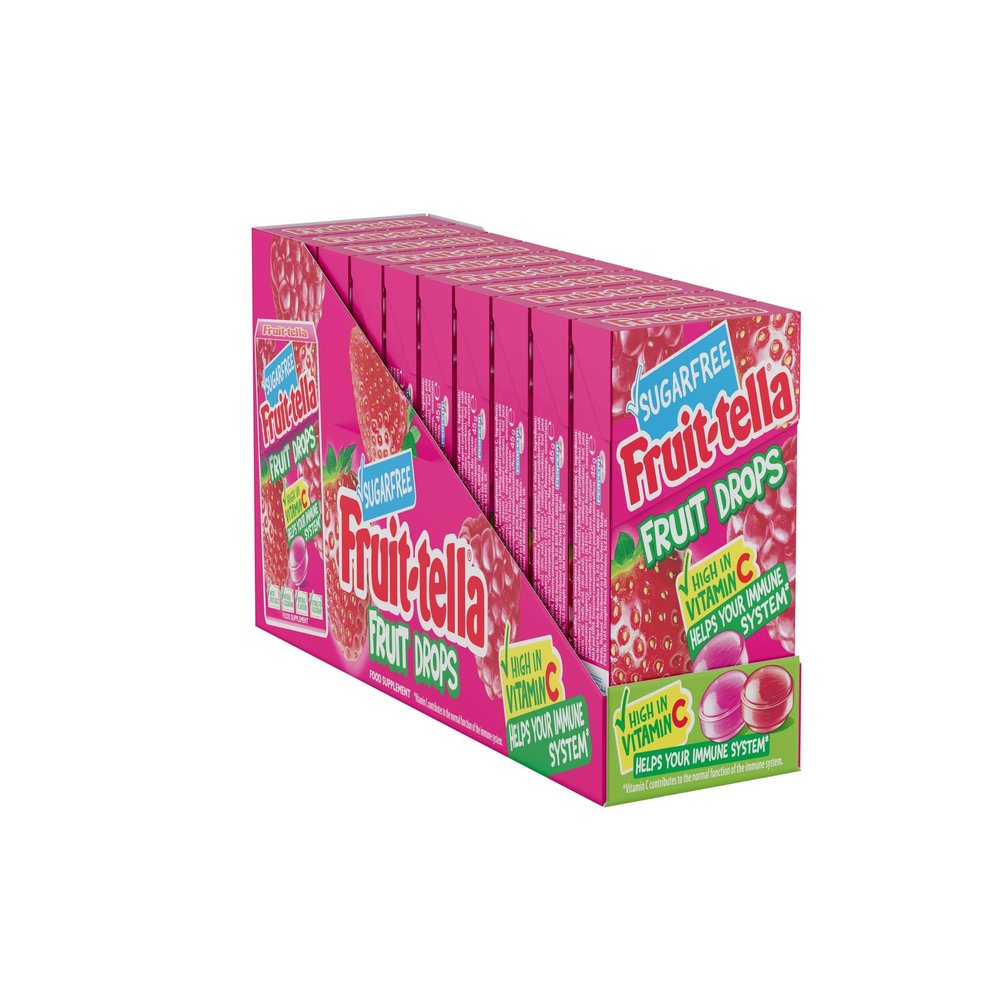 Fruittella Fruit Drops - Sugar Free Party Sweets, Red Berry Mix, 2 Flavours, Suitable for Vegetarians - 10 x 43 g Boxes