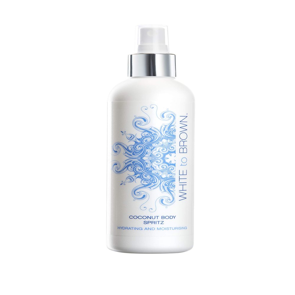WHITE to BROWN Body Coconut Body Spritz. Prepare your body for Tanning & Prolong your tan with this Nourishing and Hydrating Self Tan Optimiser and Maintainer, 250ml