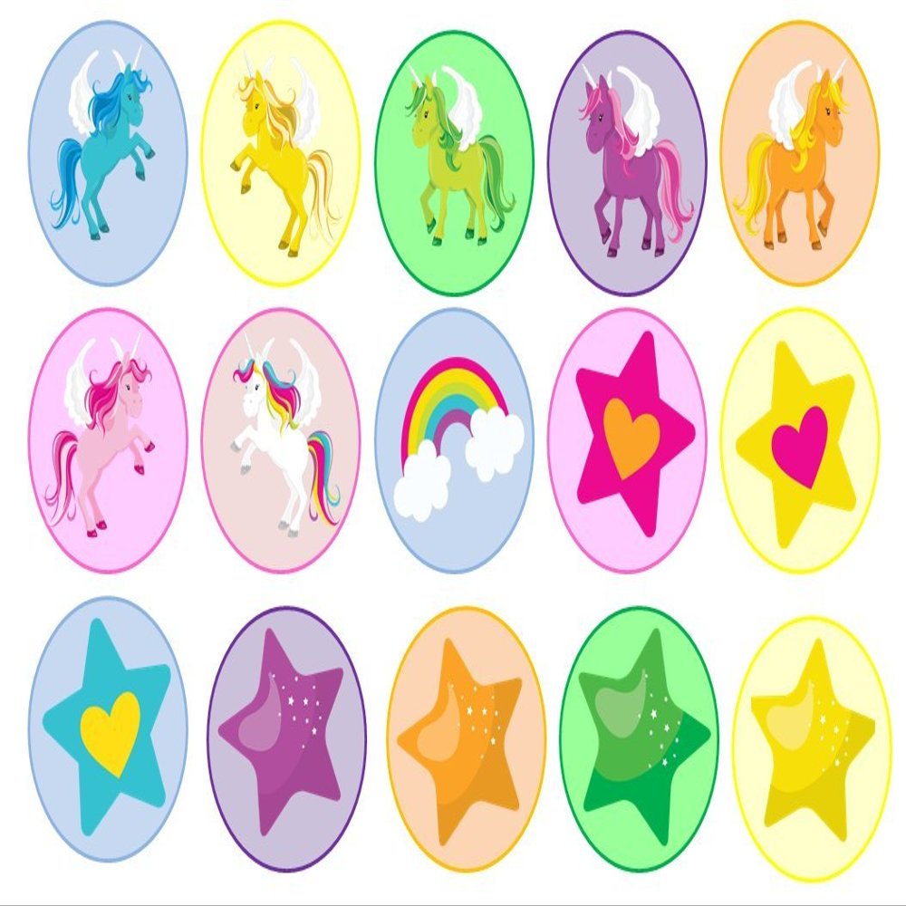 15 x 2 inch cupcake toppers rainbow unicorn edible wafer paper