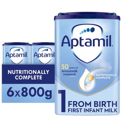 Aptamil 1 First Baby Milk Powder, from Birth, 800g (Pack of 6)