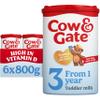 Cow & Gate 3 Toddler Baby Milk Powder Formula, 1-2 Years, 800 g (Pack of 6) - Packaging May Vary view 1