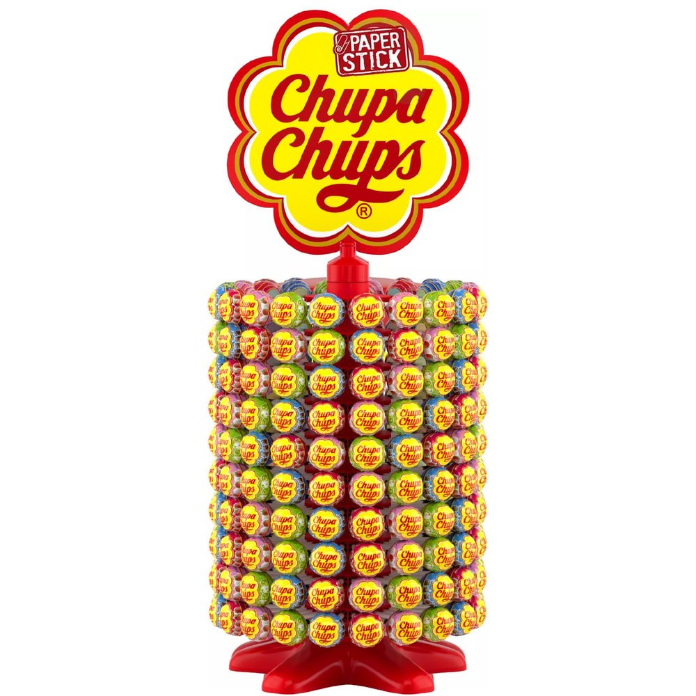 Chupa Chups Assorted Lollipop Carousel, 7 Flavours of Party Sweets In Bulk - 200 Lollies