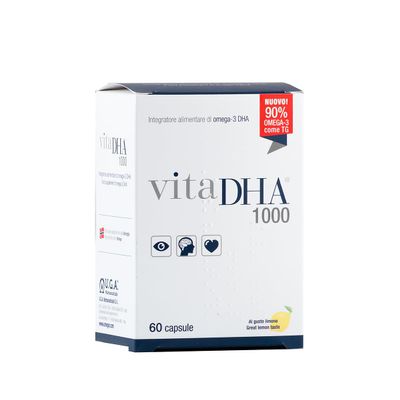 Omega 3 1000mg VitaDHA 1000 - Fish Oil with 500mg DHA per Capsule - Omega3 IFOS Certified Supplement for Kids and Adults - No Aftertaste (60 Lemon Flavoured Capsules)