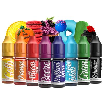 Belissia food colouring set - 8x10ml liquid & highly concentrated - food-safe food colouring for baking, cooking, fondant & DIY - vegan, strong colouring, neutral taste