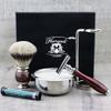 5-Piece Premium Selection Shaving Set for Men with Silver Tip Shaving Brush & De Safety Razor + Double Stand for Steel Shaving Bowl & Haryali London Premium Soap view 3