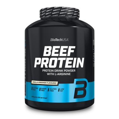 BioTechUSA Beef Protein, 87% Hydrolysed Protein Peptide Formula, Lactose & Gluten-Free, Low-Fat, Sugar-Free, Paleo Diet-Friendly, 1816g, Vanilla-Cinnamon