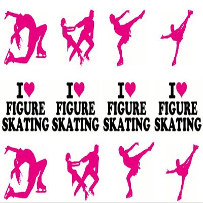 15 x 2 inch I love figure skating ice skating cupcake toppers fairy cake or muffin toppers edible icing