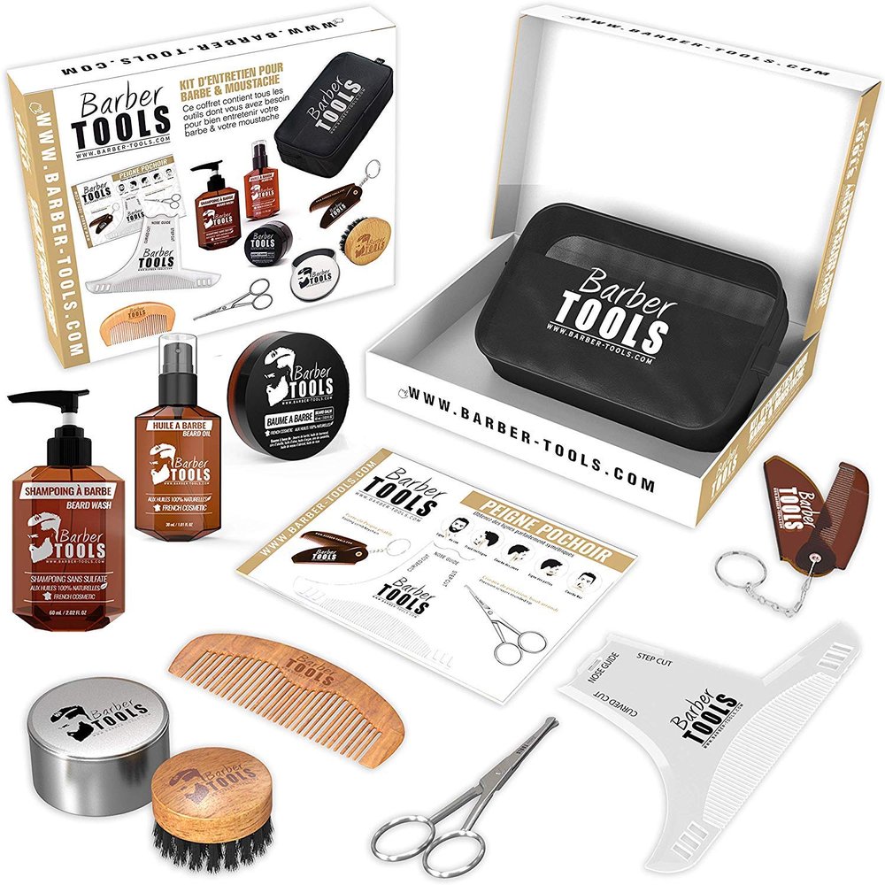 Kit / Set / Beard Care and Care Set with Barber Care | Cosmetics Made in France  BARBER TOOLS 
