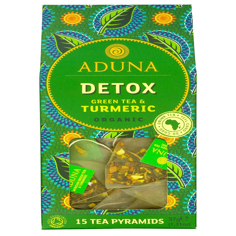 Aduna Detox Super-Tea | African Green Tea & Turmeric | Organic | 15 Tea Pyramids