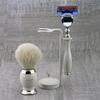 Traditional Ivory Colour Shaving Set for Men - 3 Pieces - Pure White Shaving Brush Badger Hair Gillette Fusion Razor Shaving Brush for Razors and Brushes Perfect for Wet Shaving - Great as a Gift view 2