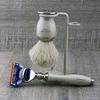 Traditional Ivory Colour Shaving Set for Men - 3 Pieces - Pure White Shaving Brush Badger Hair Gillette Fusion Razor Shaving Brush for Razors and Brushes Perfect for Wet Shaving - Great as a Gift view 4