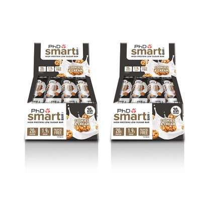 12 Pack x PhD Smart Bar High Protein Low Carb Bar Pack of 2) 24 Bars x 64 g