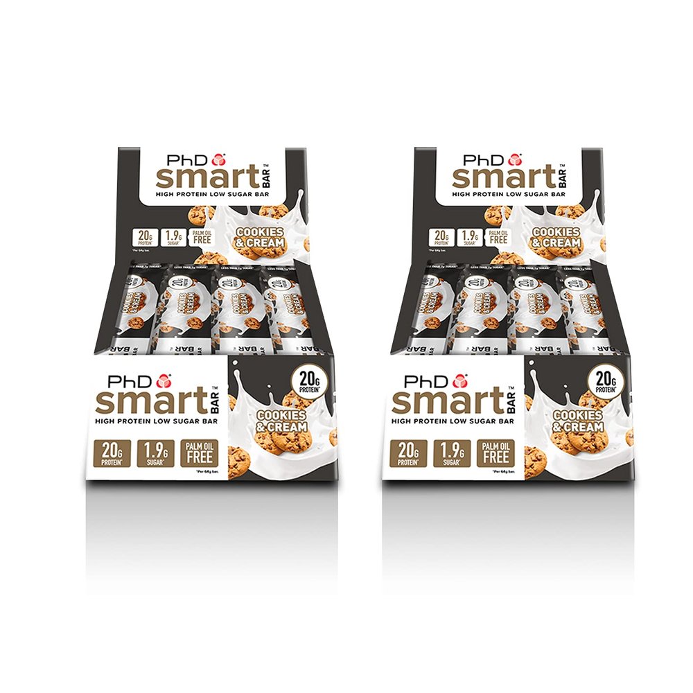 12 Pack x PhD Smart Bar High Protein Low Carb Bar Pack of 2) 24 Bars x 64 g