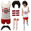 Mens 118 Fancy Novelty Stag Do Set Ladies Marathon Hen Do Vest Short Tash Socks Fancy Dress Costume Full Set Small Womens view 1
