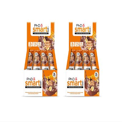 PhD Smart Bar High Protein Low Carb Bar, Choc Peanut Butter, Pack of 2 (2 x 12 Pieces) 24 Bars x 64 g