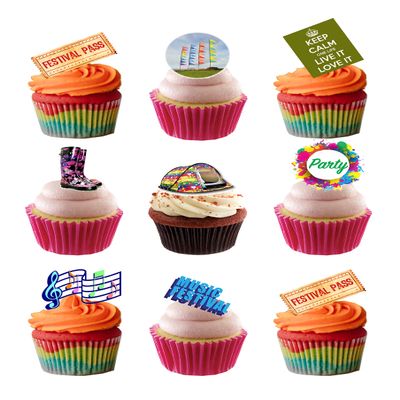 24 Stand Up Summer Music Festival Themed Edible Wafer paper Cake Toppers Decorations