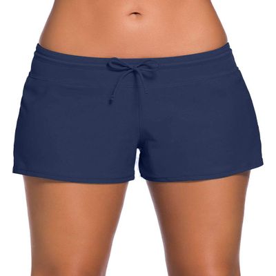ChinFun Women's Board Shorts Swimswear Bottoms Tankini Swim Bathing Briefs Swimsuit Boardshorts Beach Trunks with Liner, Size Improved-navy, Large