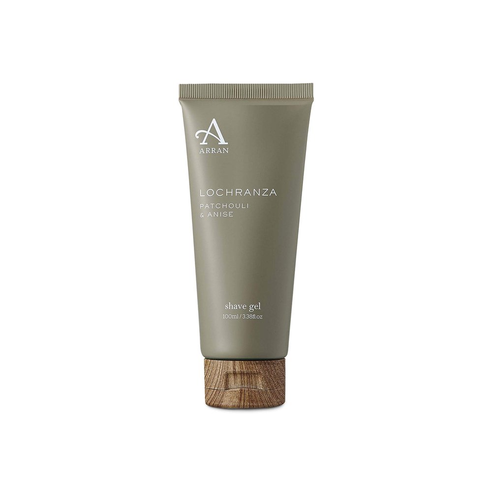 Arran Sense of Scotland Lochranza Cooling Tea Tree and Peppermint Oil Shave Gel for Men (100ml/3.3floz) Woody Patchouli and Vetiver Enhanced with Fresh of Lemon and Grapefruit