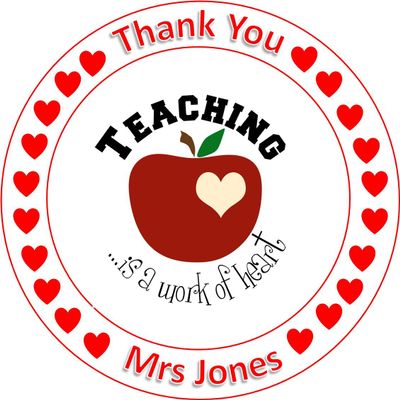 7.5 inch circle Thank you teacher cake topper printed edible icing