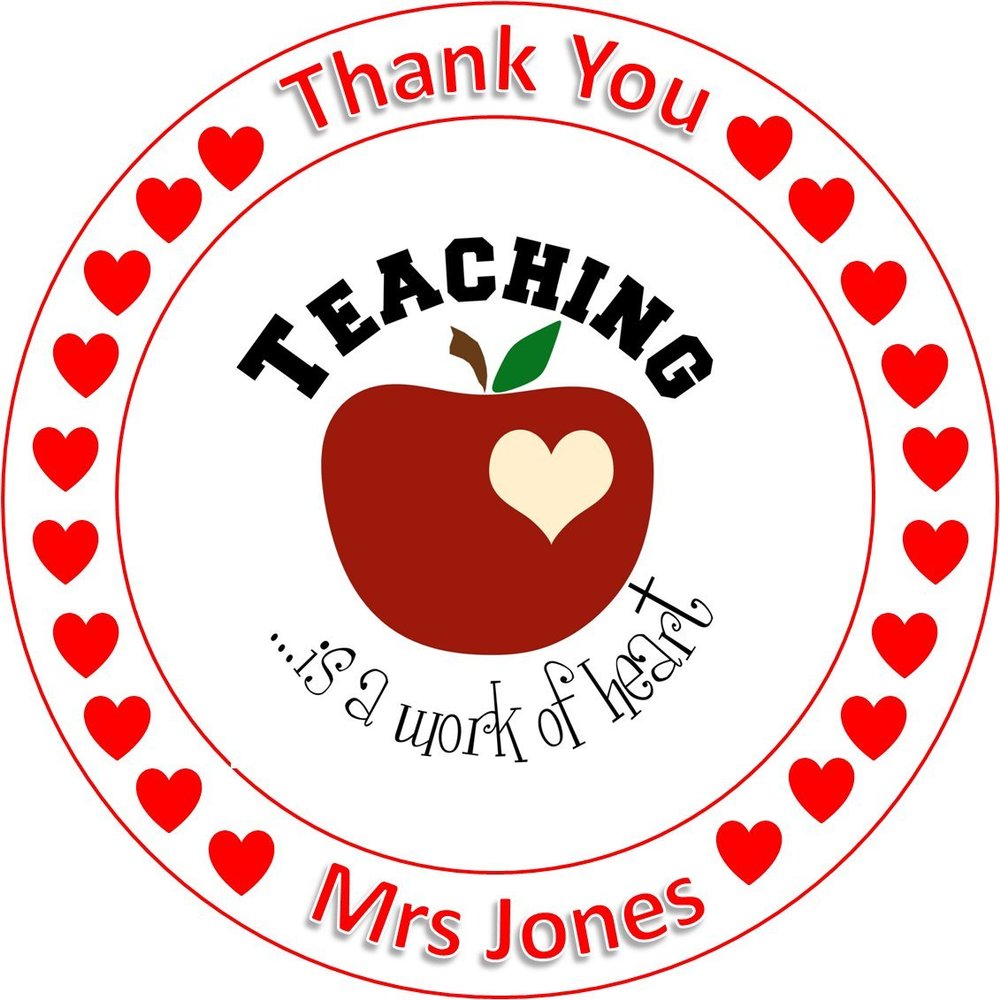 7.5 inch circle Thank you teacher cake topper printed edible icing