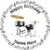 Drums music note edible 7.5 inch cake topper wafer paper personalised view 1