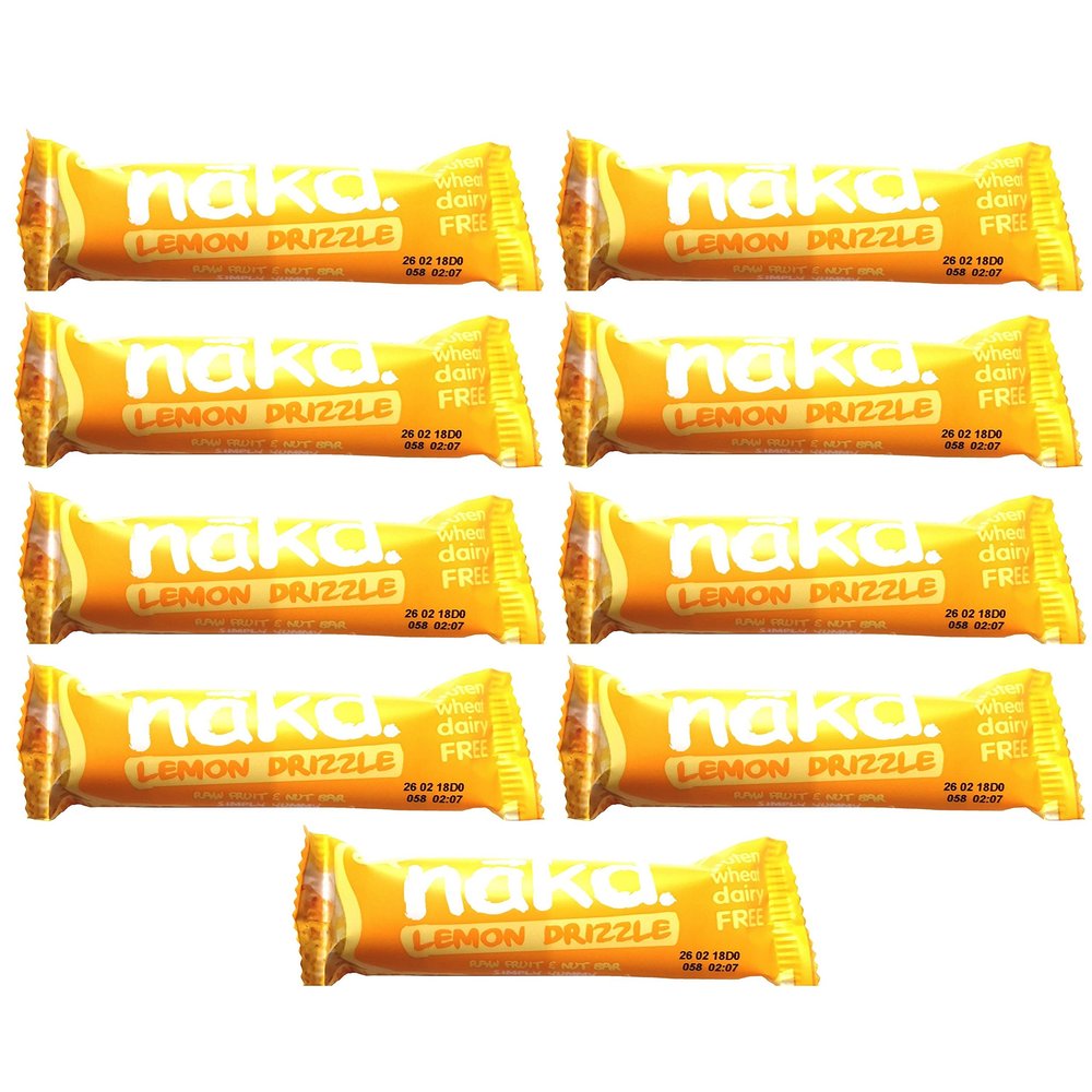 Lemon Drizzle - Nakd Raw Fruit Nut Bars 35g Each - Gluten Wheat Dairy Sugar Free (Pack of 9)