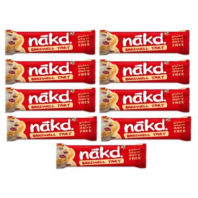 Bakewell Tart - Nakd Raw Fruit Nut Bars 35g Each - Gluten Wheat Dairy Sugar Free (Pack of 9)