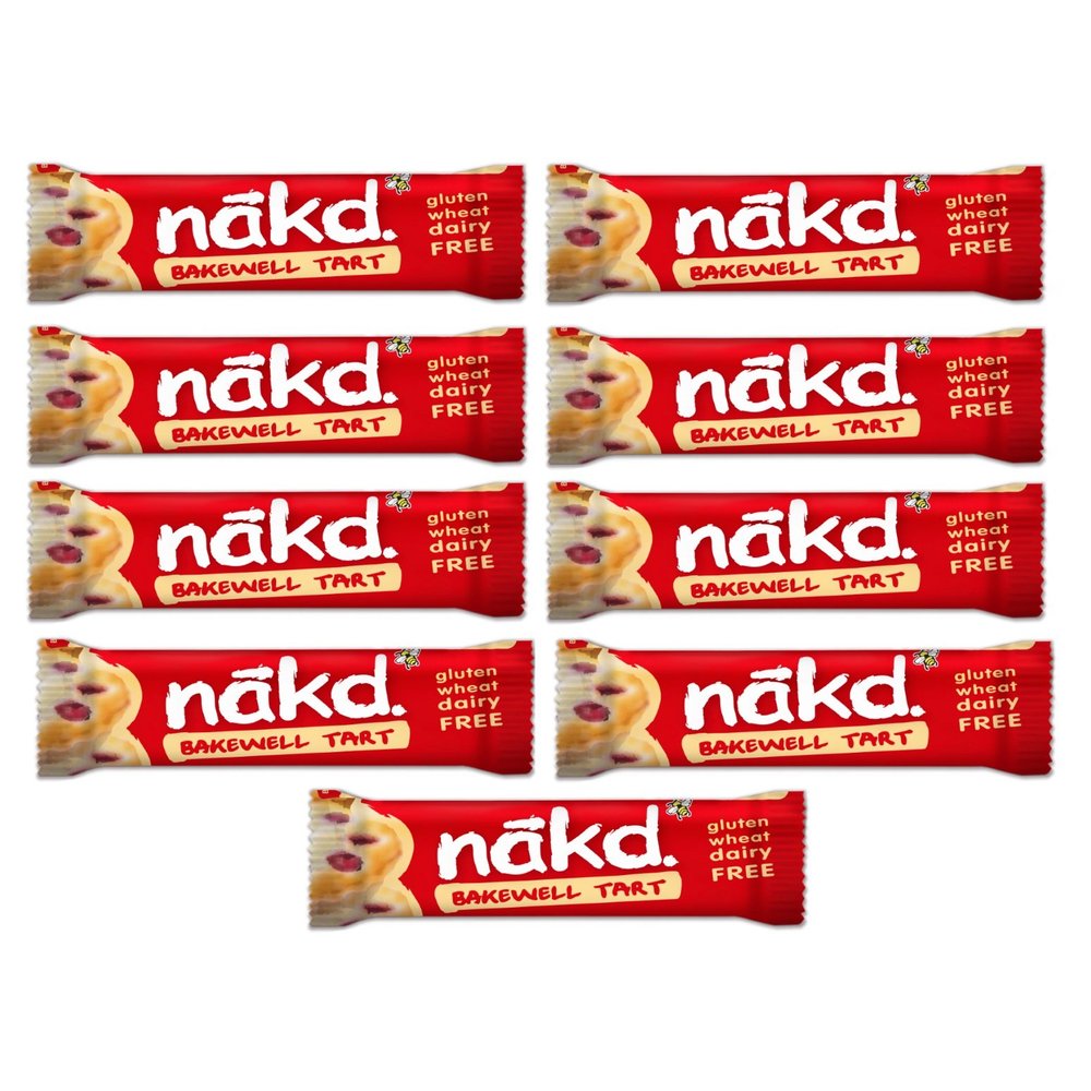 Bakewell Tart - Nakd Raw Fruit Nut Bars 35g Each - Gluten Wheat Dairy Sugar Free (Pack of 9)