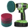 SIQUK 9 Pieces Scrub Pads 4 Inches Drill Power Brush Tile Scrubber Scouring Pads Cleaning Kit Including 3 Kinds of Abrasive Buffing Pads Replacement and 1 Pc Hook Attachment for House Cleaning view 1