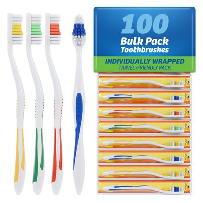 FactorDuty FactorDuty 100 Toothbrushes Lot Wholesale Standard Classic Medium Soft Toothbrush