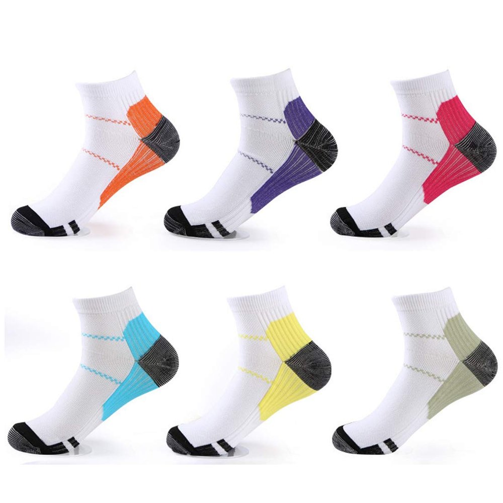 6 Pairs Compression Socks,Sports Plantar Fasciitis Arch Support Running Gym Compression Foot Socks for Men and Women (Color #1, X/XL)