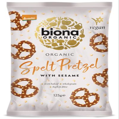 Biona Organic Spelt Pretzels with Sesame Seeds, 125g
