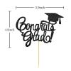INNORU Congrats Grad Cake Topper - Black Glitter Class of 2020 Graduate Party Decorations Supplies - High School Graduation, College Graduate Cake Topper view 2