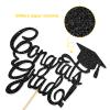 INNORU Congrats Grad Cake Topper - Black Glitter Class of 2020 Graduate Party Decorations Supplies - High School Graduation, College Graduate Cake Topper view 3