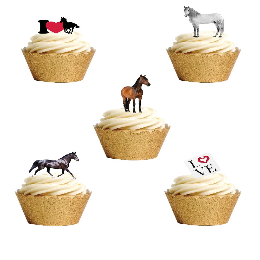 25 Stand Up Horse Pony Themed Edible Wafer paper Cake Toppers Decorations