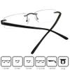 Mini Brille - Rimless Reading Glasses with Rectangle Lenses, Including FREE Case, Stainless Steel Frame (Black), Women and Men Reading Glasses +1.50 Magnification view 3