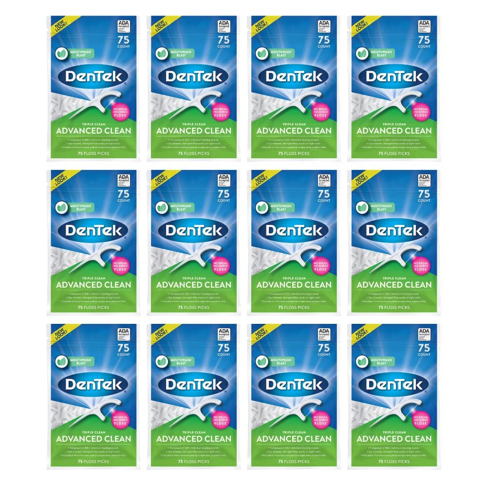 DenTek Triple Clean Floss Picks | 75 count | 12 Pack (900 Total)