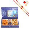 Ghasitaram Gifts Rakhi Gifts for Brothers Rakhi Sweets - Mysore Pak,SOYA Sticks and Almonds Pouch Hamper with 2 Pearl Beads Rakhis view 1