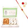 Ghasitaram Gifts Rakhi Gifts for Brothers Rakhi Sweets - Shakar Pada and Kaju Katli Hamper with Pearl Beads Rakhi view 1