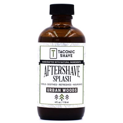 Taconic Shave Natural Aftershave Splash 4 oz - Urban Woods Skin Cooling, Refreshing and Moisturizing After-Shave Liquid Formula with All-Natural Ingredients | Artisan Made in the USA