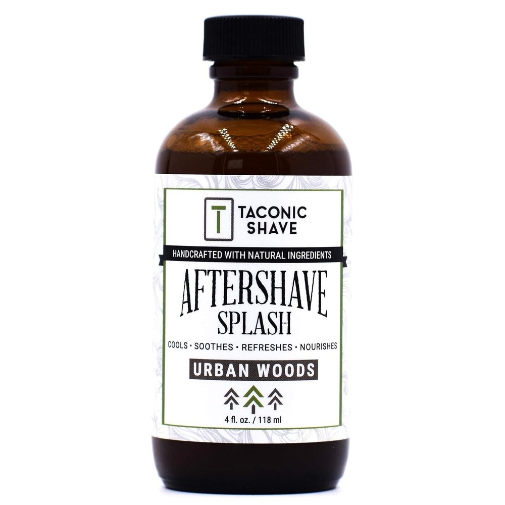 Taconic Shave Natural Aftershave Splash 4 oz - Urban Woods Skin Cooling, Refreshing and Moisturizing After-Shave Liquid Formula with All-Natural Ingredients | Artisan Made in the USA