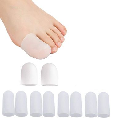 10 Piece of 100% All Gel Toe Caps Comfortable Soft Material Protectors to Prevent Blisters Corns for Adult Big Toes and Small Toes (White)