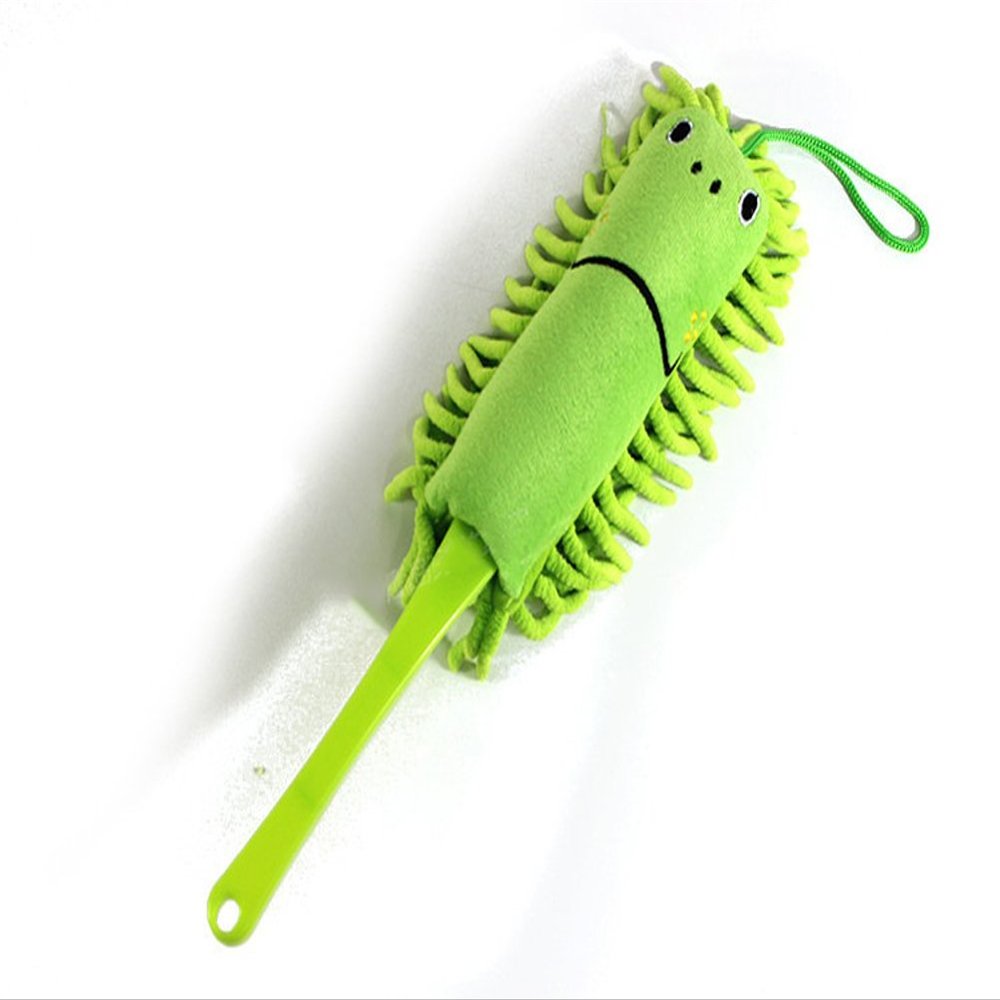 2PCS Chenille Dusters Anti-Static Absorbent Microfiber Soft Cartoon Animals Duster Mops Desktop Hand Brushes for Cars Cleaning (Green)