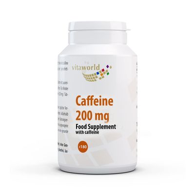 3 Pack Vita World Caffeine 200mg 3 x 180 Tablets high-dose Caffeine Made in Germany