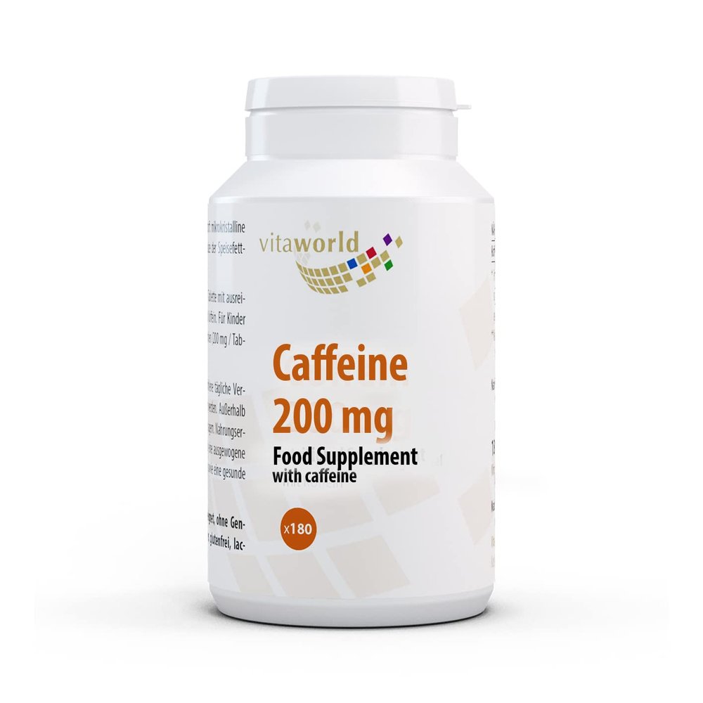3 Pack Vita World Caffeine 200mg 3 x 180 Tablets high-dose Caffeine Made in Germany