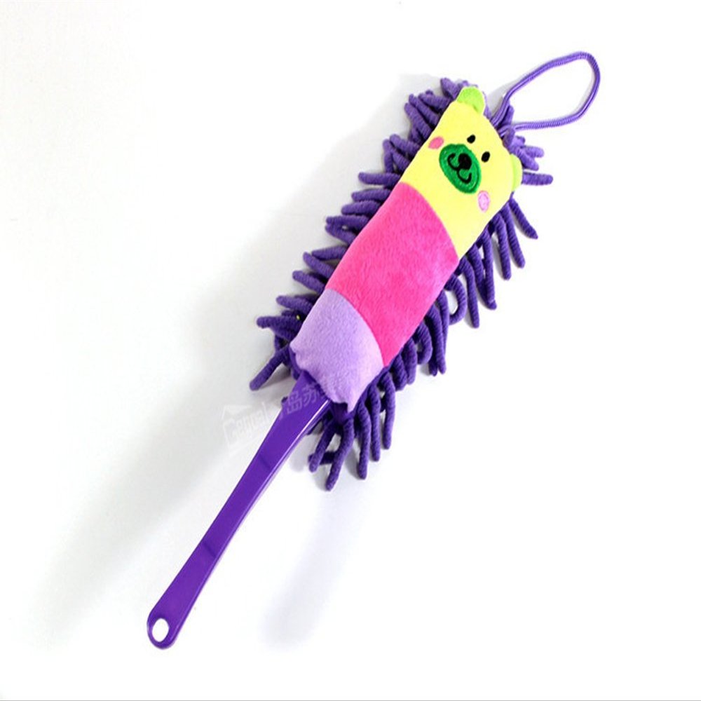 2PCS Chenille Dusters Anti-Static Absorbent Microfiber Soft Cartoon Animals Duster Mops Desktop Hand Brushes for Cars Cleaning (Purple)