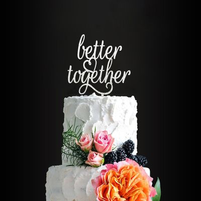 Glitter Silver Better Together Romantic Wedding Cake Topper, Elegant Cake Topper For Wedding Anniversary, Wedding Party Decorative Cake Toppers, Birthday Cake Topper Acrylic Cake Topper